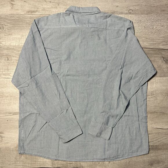 Wrangler Jeans Co Button Up Shirt Mens 2XL Blue Pinstripe Long Sleeve - Picture 7 of 7